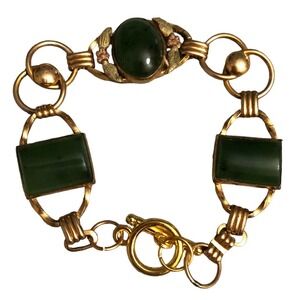 1/20 12K G.F.C.T Nephrite Jade Twisted Link Bracelet 17grams 7 1/2” Vintage